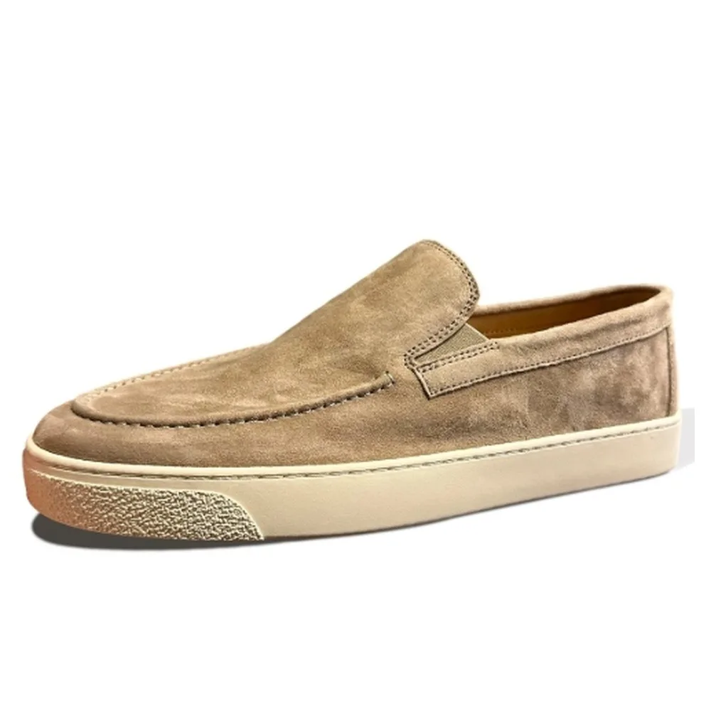 Men's Suede Slip-On Loafers, Flat Casual Skate Shoes, Lightweight Comfort Fashion Walking Shoes For Daily Street Outdoor Wear