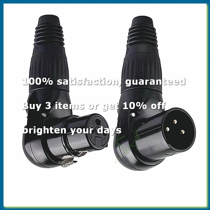 L-Type 3 Pin XLR Male Female Connector Mic Cable 90 Degree Audio Wire Connector for Speaker Systems XLR Plug
