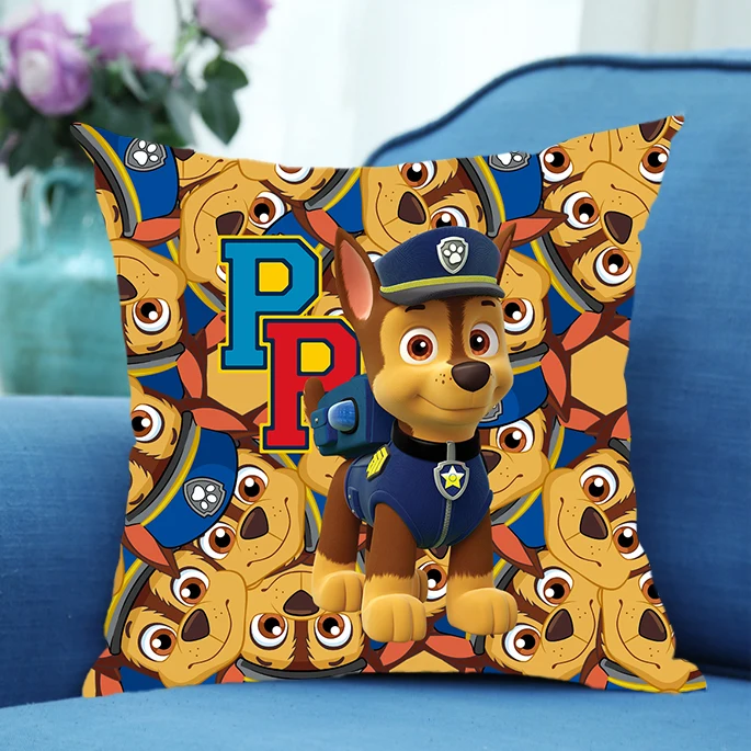 45x45cm Paw Patrol 스퀘어 복숭아 피부 벨벳 베개 케이스 Kawaii Chase Skye 쿠션 커버 침실 침대 장식 부드러운 베개 케이스