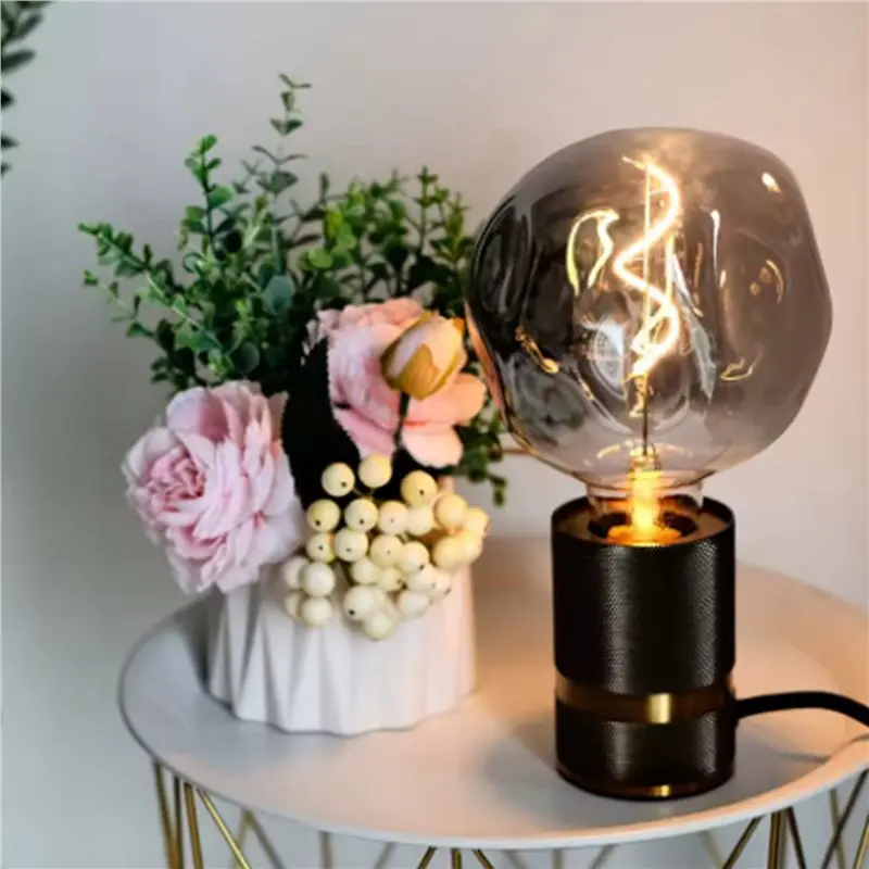 ABHI-2X E27 Vintage Led Bulb 4W 110V Dimmable Special Shaped Big Stone Bulb Festival Events Decorative Bulb Gold
