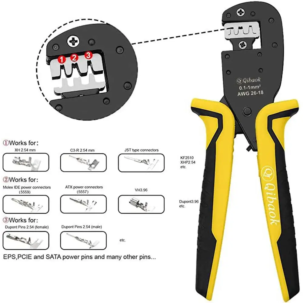 Ratcheting Crimper Plier Kit with 460pcs JST-XH Connectors DIY Electronics Tool Set High Quality Alloy Steel AWG26-18 XH 2.54mm