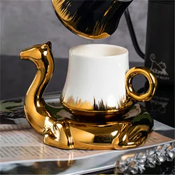 1PC Camel shaped coffee cup and plate set, ceramic small mug, 110ml/3.7oz creative cup