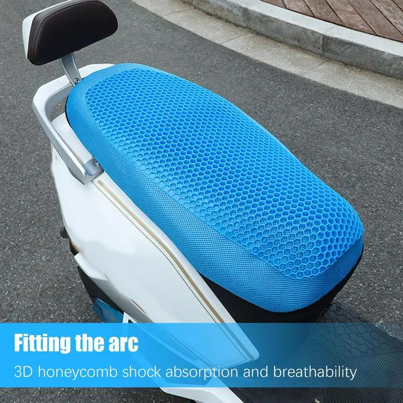 

Motorcycle Gel Cushion Sun Protection Long Rides Seat Cushion Waterproof Breathable 3D Honeycomb Shock-Absorbing Seat Cover Pad