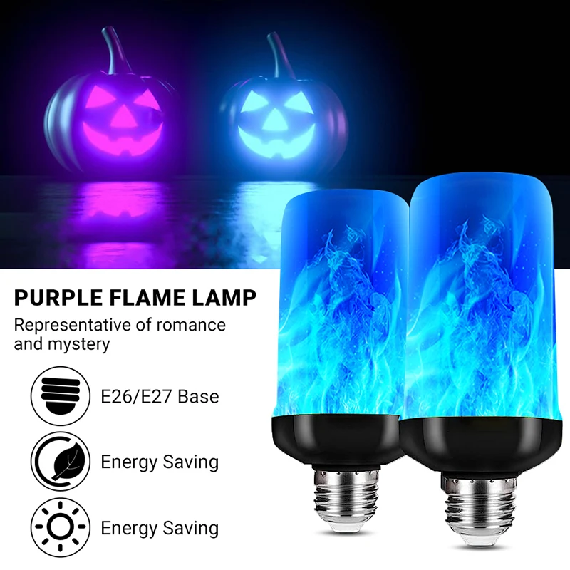 E27 12W LED Flame Effect Light Bulb Purple Blue Yellow Fire Simulation for Party KTV Festival Garden Home Decor Outdoor Lighting