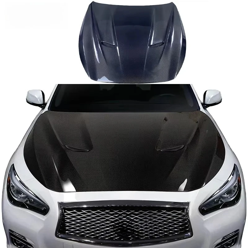 Capot moteur en fibre de carbone style MBJ pour Infiniti Q50 Q50L Q50S 2013-2024, tissage 3K transparent, pièces auto