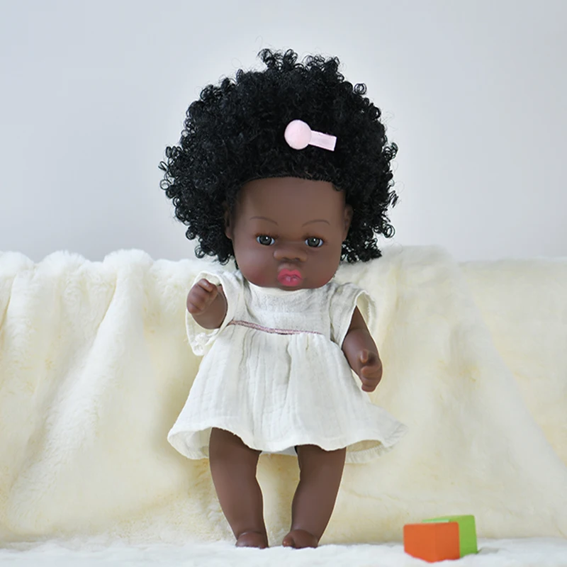 

35cm Simulation Baby Doll African American Reborn Lifelike Black Full Silicone Baby Doll Girl Toys Realistic Soft for Kids Gifts