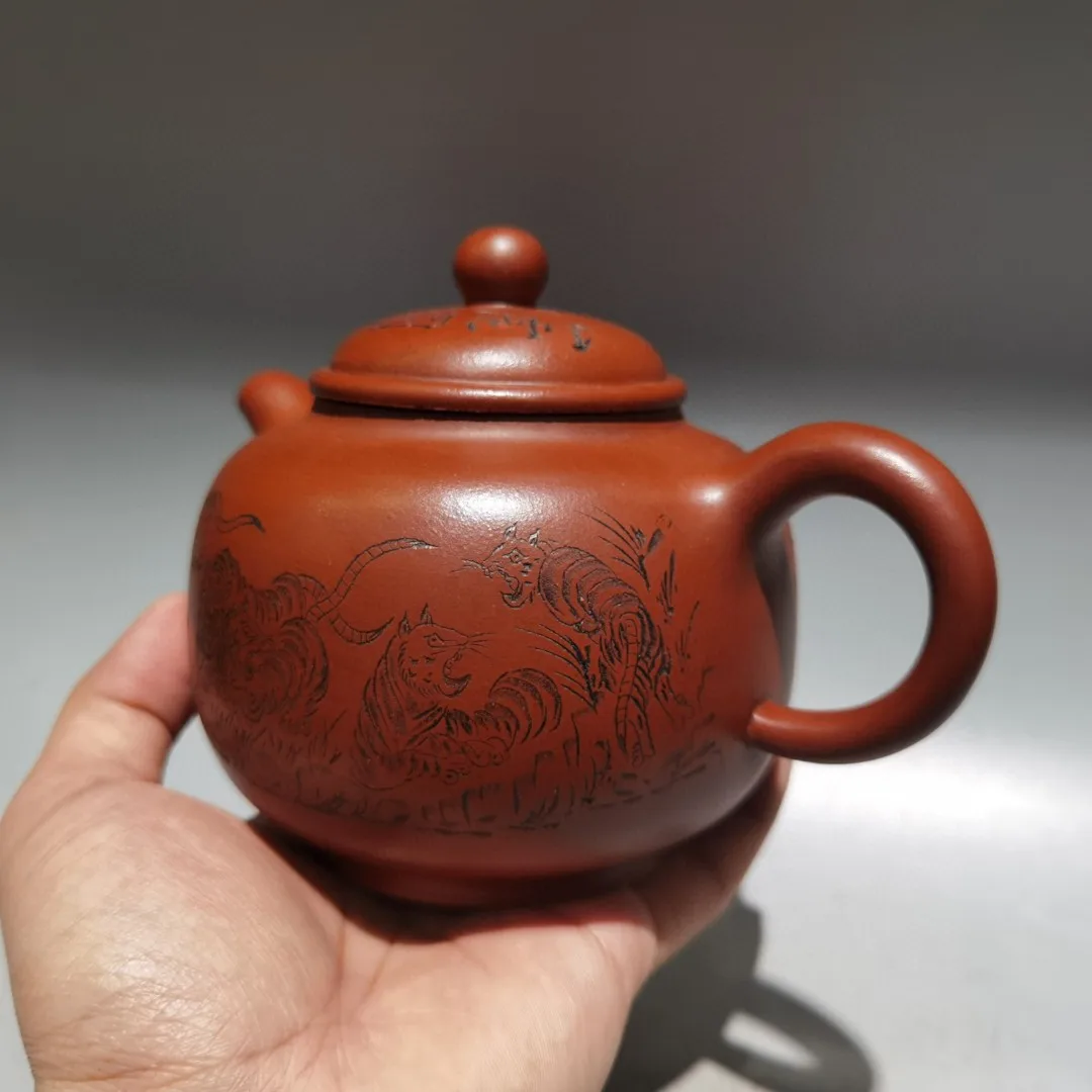 Yixing Teapot Purple Clay Pot Eight Tiger Pattern Xishi Pot Teapot Kettle Tasting tea ceremony