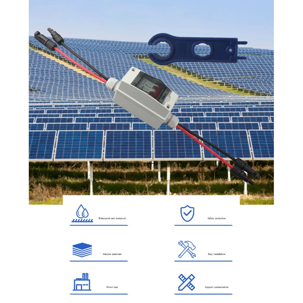 Photovoltaic DC Isolator Switch DC500V 32A PV System IP65 Waterproof Photovoltaic Wrench PV Terminals Kit Circuit Breakers