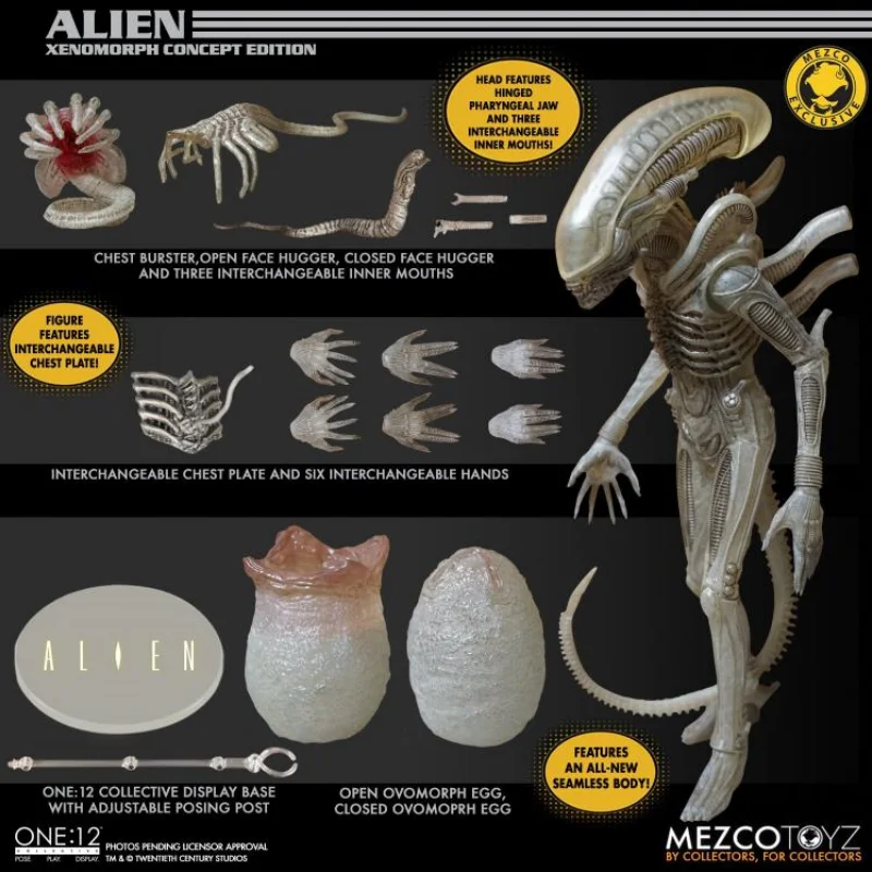 In Stock Genuine Mezco Ant One: 12 Alien Alien Handheld White Transparent Concept Limited Edition Model Gift