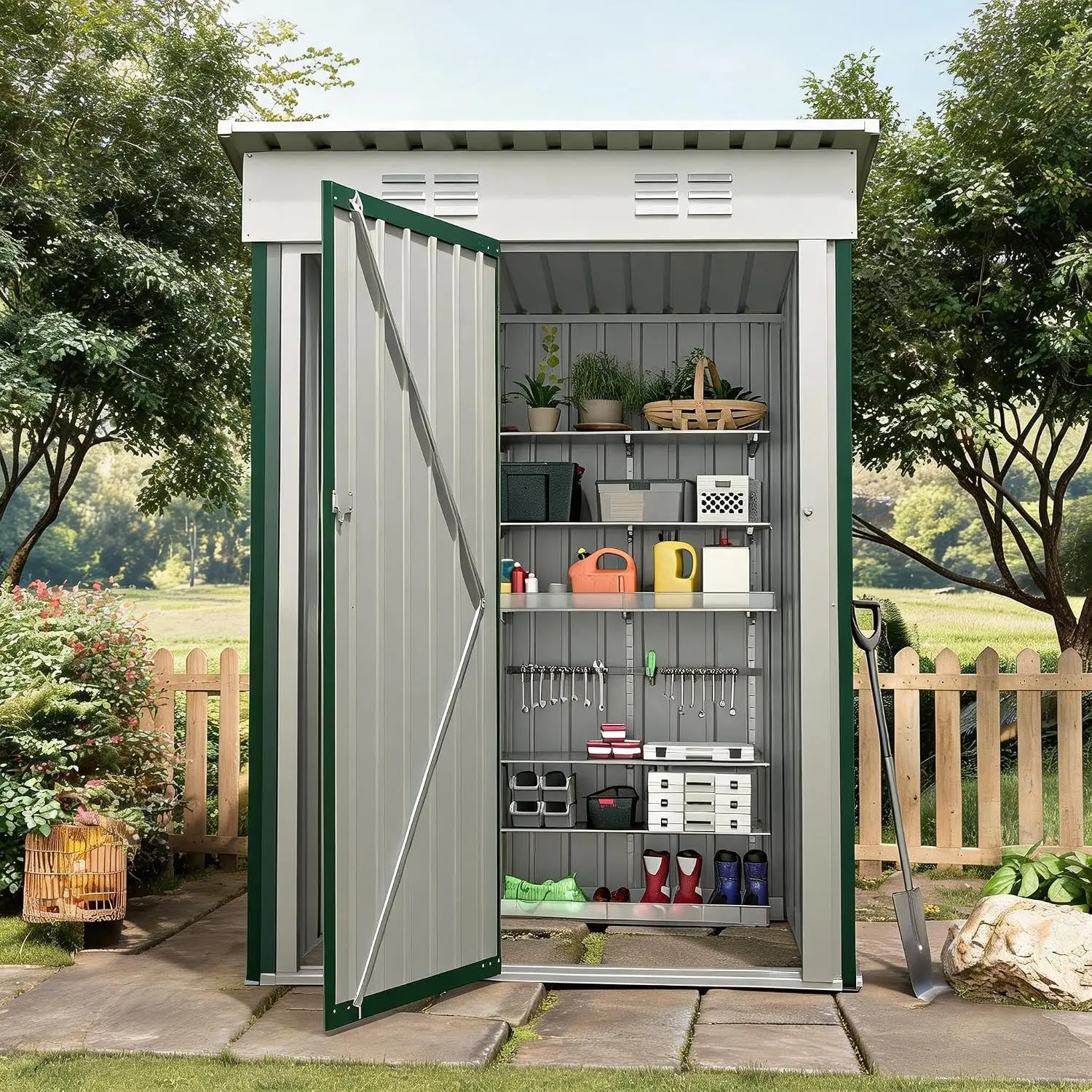 5x3 FT Outdoor Storage Shed Sloping Roof Double Lockable Door, Customized