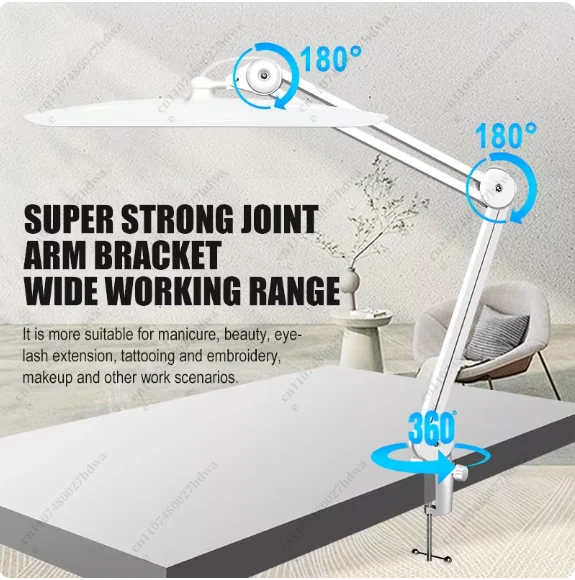 LED Long Arm Desk Lamp Makeup Manicure Beauty Tattoo Embroidery Eyelash Work Folding Portable Eye Protection