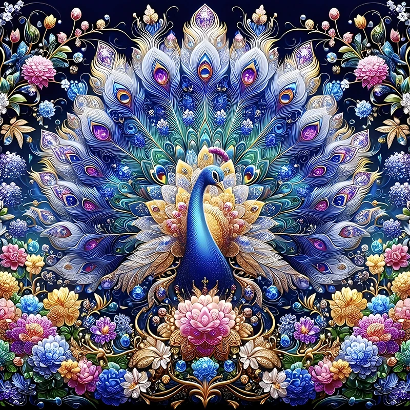 1 Peacock Pattern Diamond Painting Kit, DIY Adult Full Diamond Painting Kit for Home Decoration, Adult, Frameless Art Handicraft