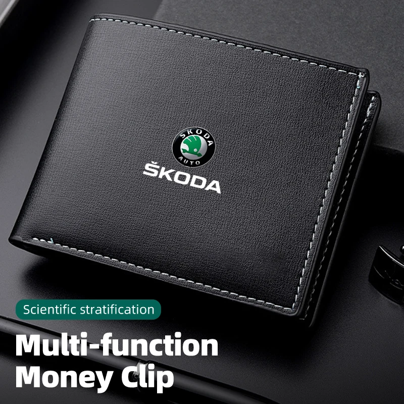 Men's Short Business Wallet Multifunctional Card Case Coin Purse For Skoda Octavia Rapid Kodiaq Superb Derivative Karoq Fabia Ka