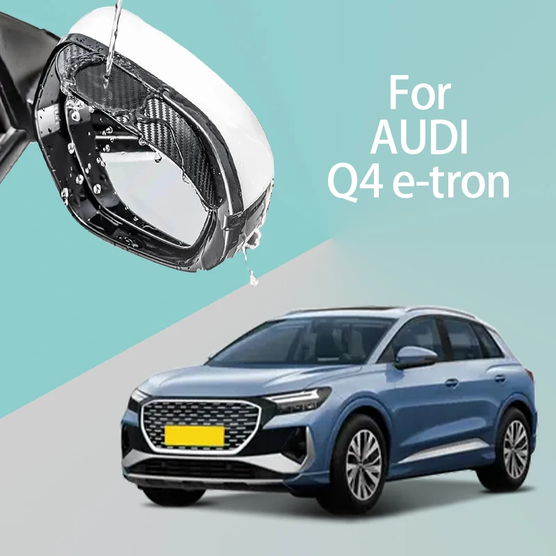 

For AUDI Q4 e-tron car rearview mirror rain brow thickened carbon fiber texture rearview mirror rain brow