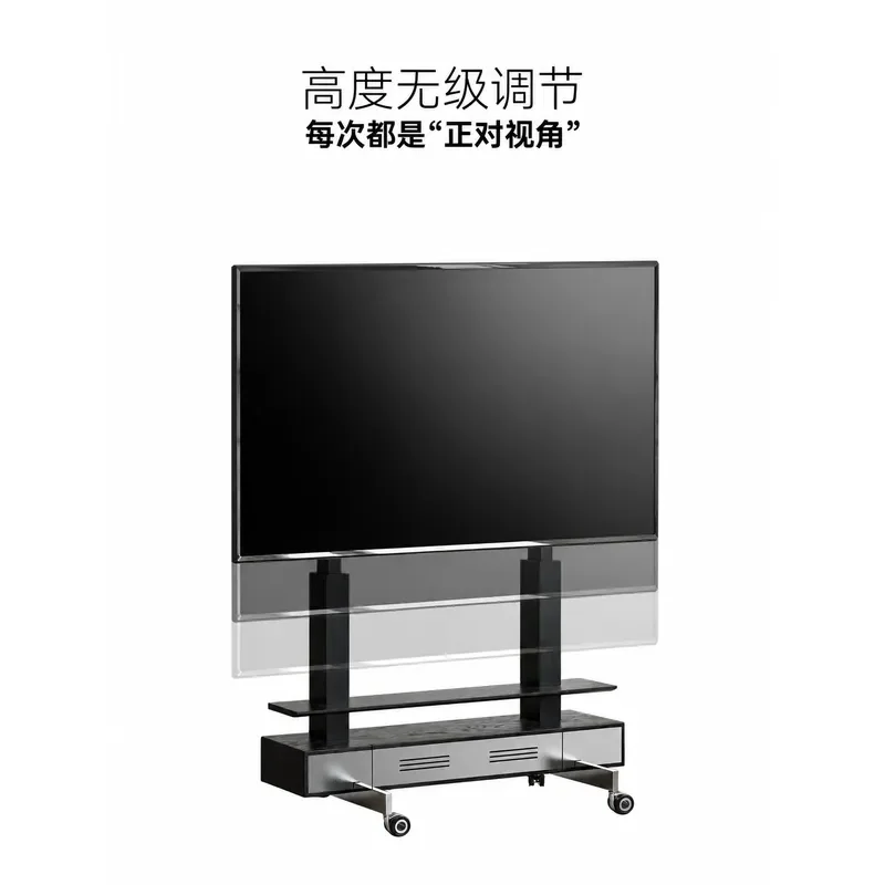 Adjustable Floor TV Stand with Lift Mechanism Antique Style Monitor Bracket for Living Room Home Entertainment Display
