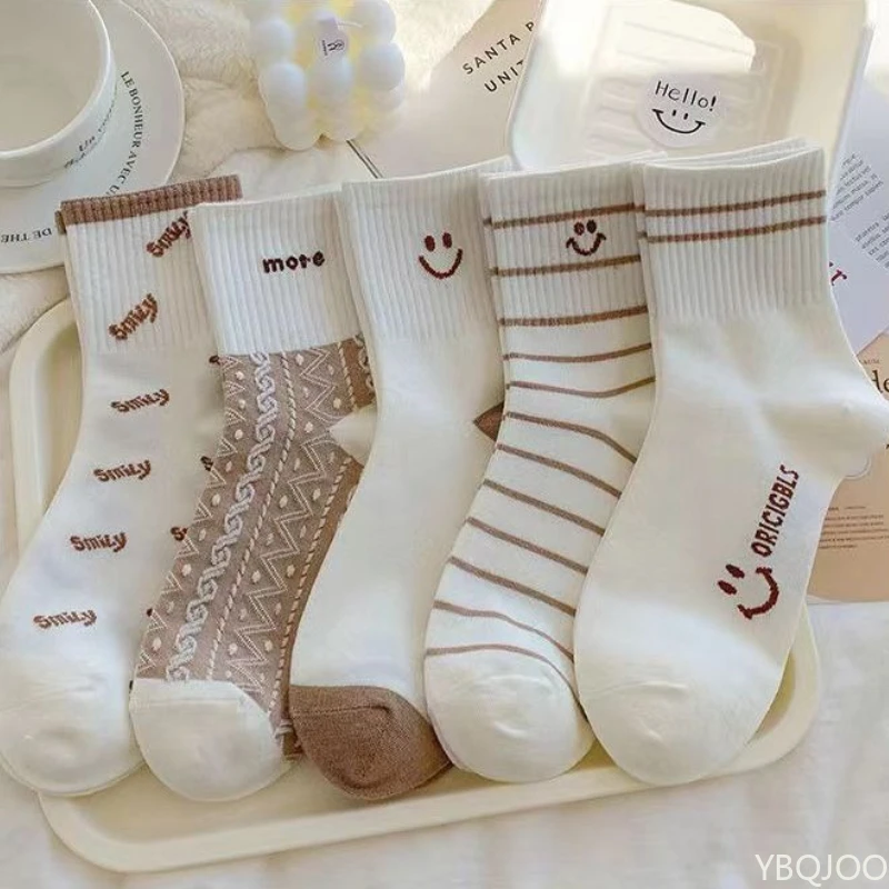 5 pairs Fashionable versatile short socks women summer thin casual comfortable cute sporty women boat socks