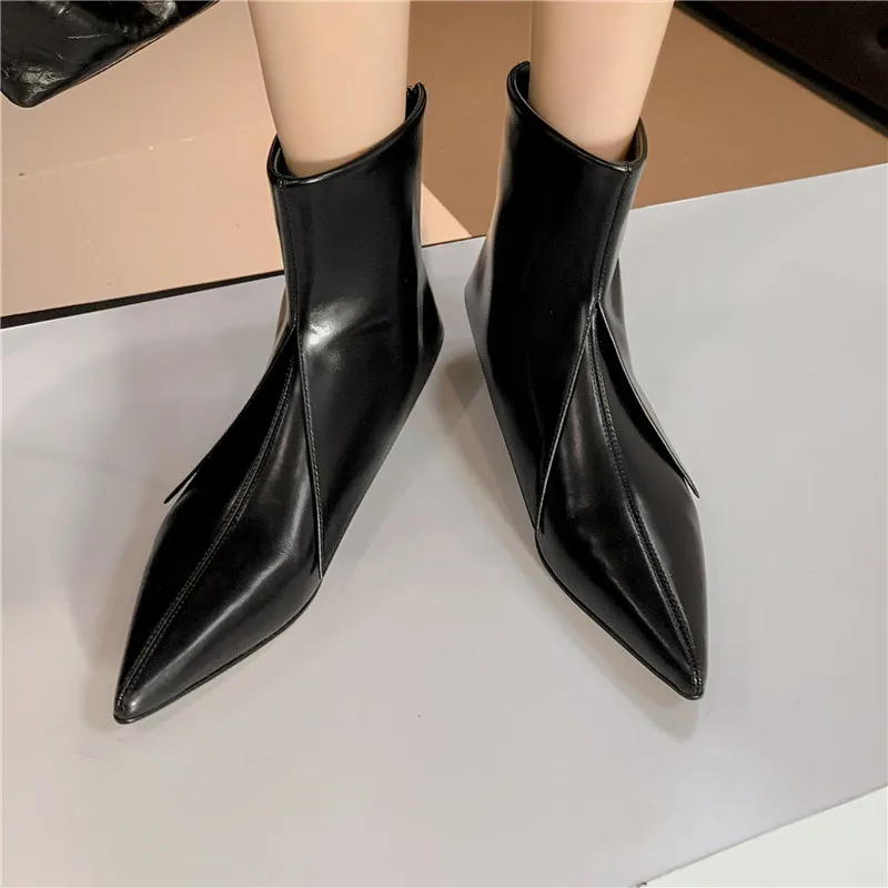 MORAZORA 2024 Size 33-41 New Genuine Leather Modern Boots Sexy Ladies Pointed Toe Autumn Boots Zipper Ankle Boots For Women