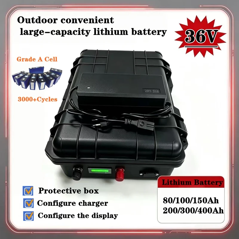 36V 50Ah 80Ah 100Ah 200Ah 300Ah 400Ah Lithium Ion Battery Pack for 4000W 2000W Tricycle Scooter Boat Solar Energy EV