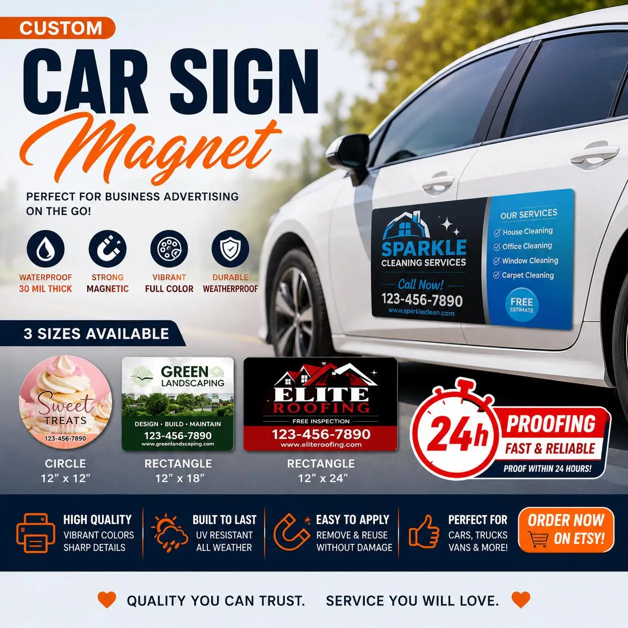 Custom Car Magnets for Business | 30 Mil Vehicle Door Signs | Suitable For Personal Car Decoration And Corpor Advertising