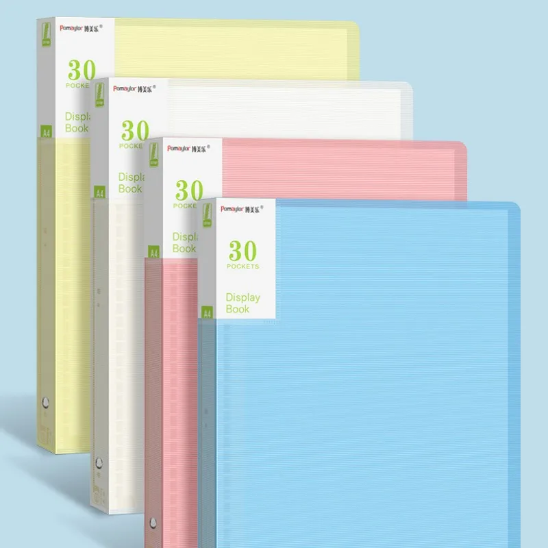 A4/B5 Folder Booklet 30 Pages Color Frosted Transparent Insert Bag Office Ticket File Folders Document Organizer