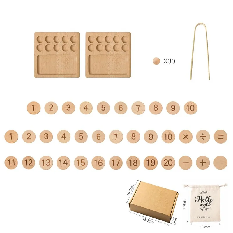 

Kids Montessori Wooden Cognitive Ten Grid Number Counting Math Game Educational Toys For Kids Early Childhood Preschool Training