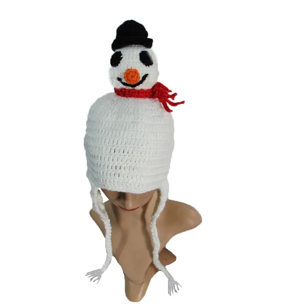 Crochet Handmade Lovely Snowman Knitted Beanie Cute Winter Hat