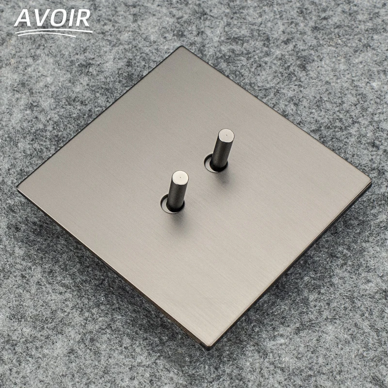 

Avoir Gray Toggle Switch Electric Socket EU French Standard Plugs Adapter Wall Light Switch 2 Way Stainless Steel Power Outlets