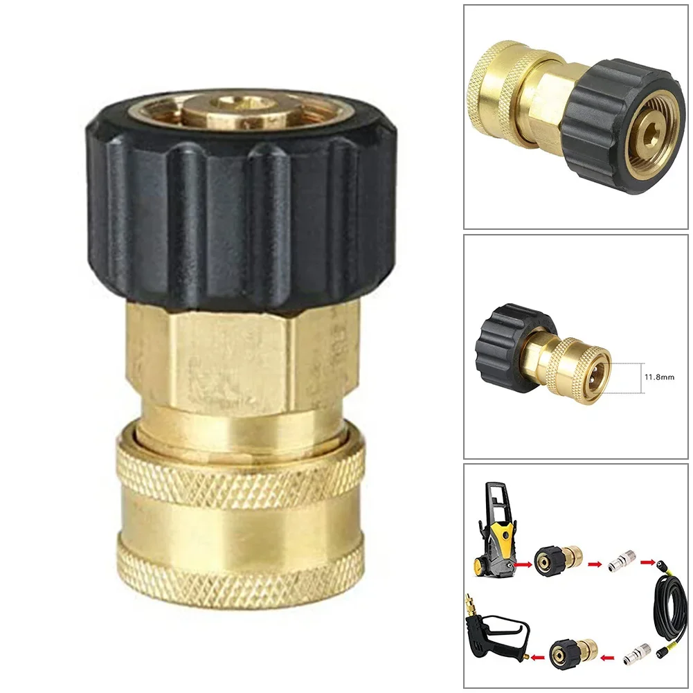 

Copper 1/4 Inch High Pressure Quick Connector Car Washer Adapter Water Gun Hydraulic Couplers Couplings M22 15mm Female