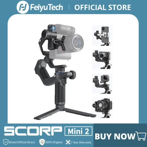 FeiyuTech SCORP Mini-2 올인원 3 축 핸드헬드 짐벌 스태빌라이저, 소니 A7III 고프로 12 아이폰 15 프로 AI 트래커, 공식