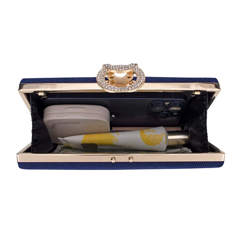 Luxury Diamond Ring Clasp Clutches Evening Bags for Women Square Velvet Wedding Bridal Party Handbags Shoulder Messenger Bags
