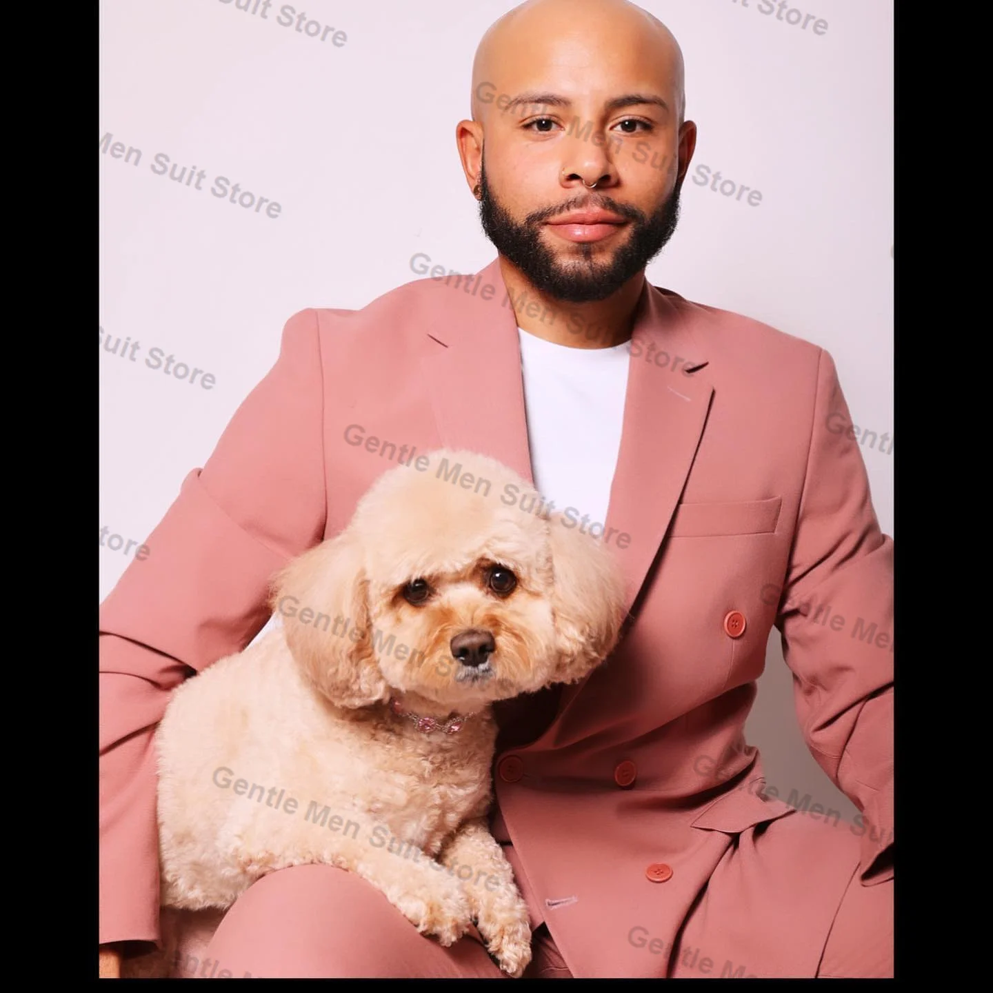 Conjunto de traje rosa para hombre, de 2 piezas Chaqueta de algodón, Blazer + Pantalones de doble botonadura, esmoquin de boda para novio y graduación, abrigo hecho a medida