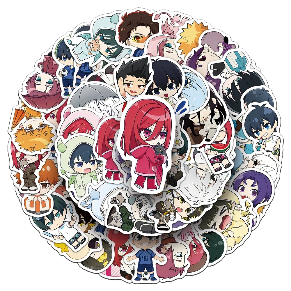 10/30/50pcs Kawaii Blue Lock Anime Stickers Cute Cartoon Q Version Decals DIY Guitar Phone Notebook Graffiti Sticker Wholesale