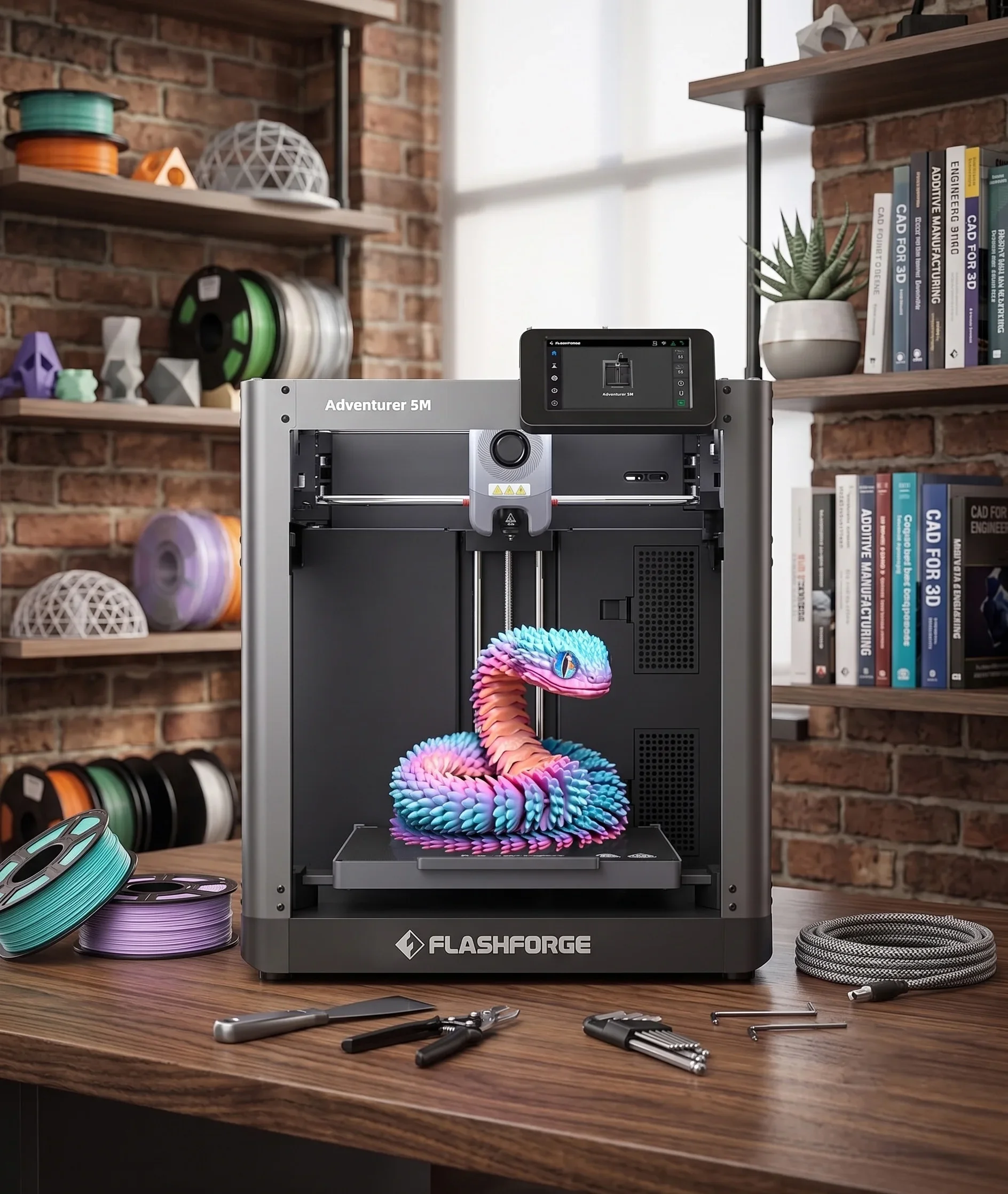 Adventurer 5M 3D Printer With Fully Auto Leveling, Max 600mm/s High Speed Printing, 280°C Direct Extruder With 3S Detachable