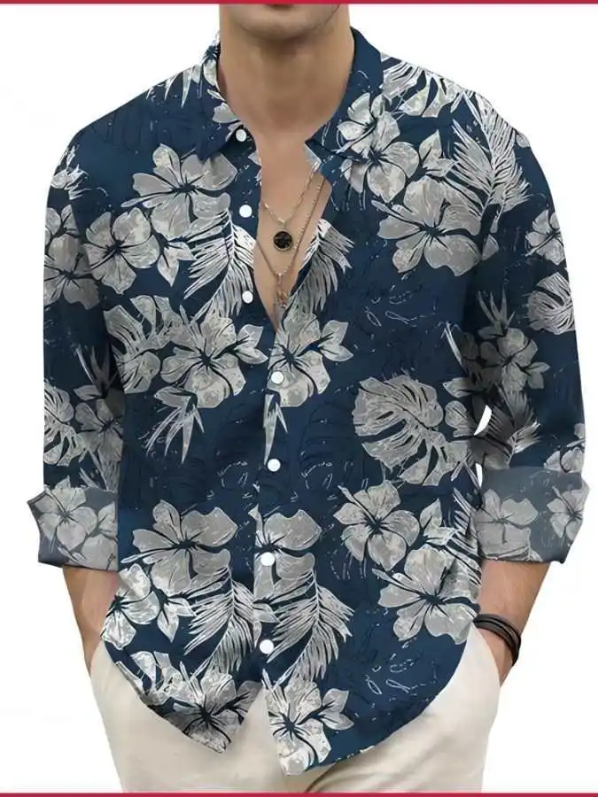 

Men's plus Size Shirt Top 25 Cross Autumn Digital Print Floral Short Sleeve Ice Sensation Standard Fit Youthful Cotton Blend