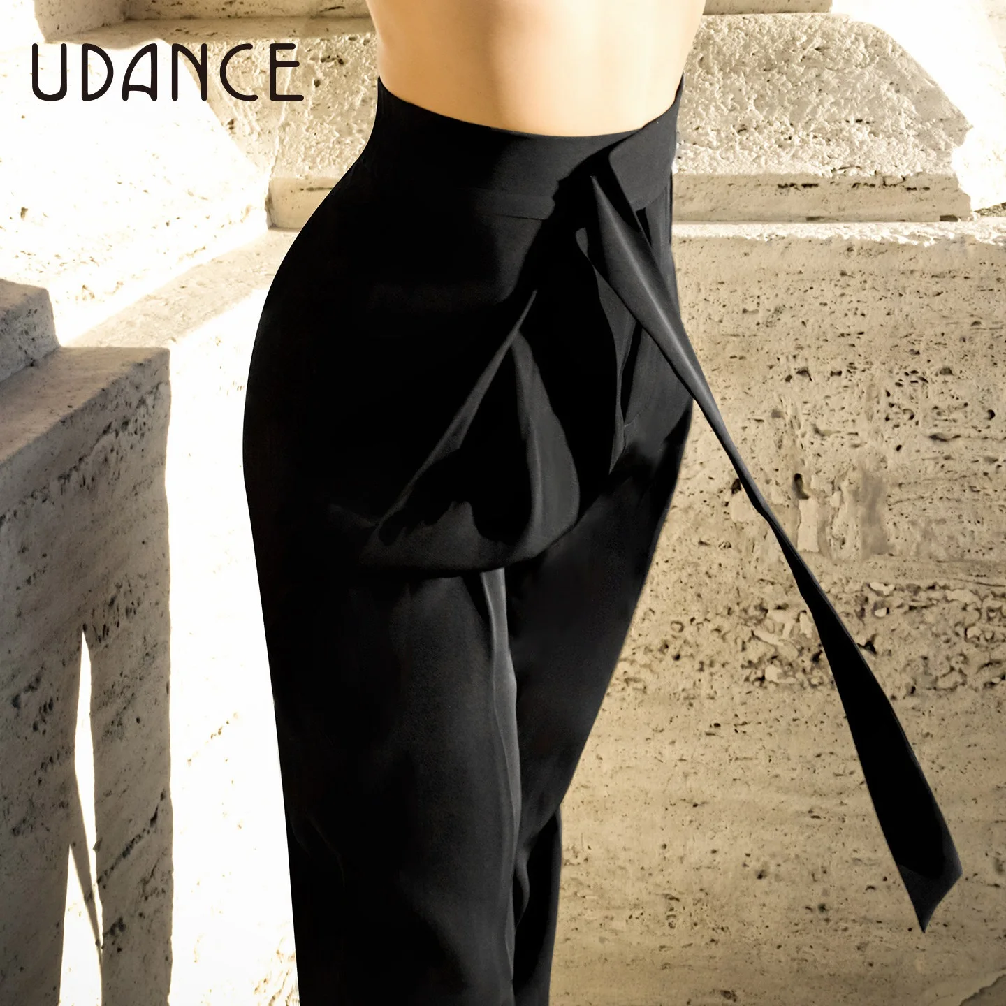 Black Ribbons Latin Dance Trousers Women Loose High Waist Practice Pants Cha Cha Ballroom Dance Clothes Salsa Dancewear BL18221