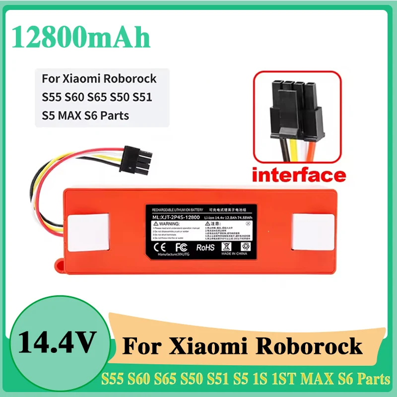 Replacement battery 14.4V 12800mAh For Roborock S8/S8 MAX/S8 Plus/S8 Pro/S8 Pro Ultra,for Xiaomi Generation 1/2 Vacuum Cleaner
