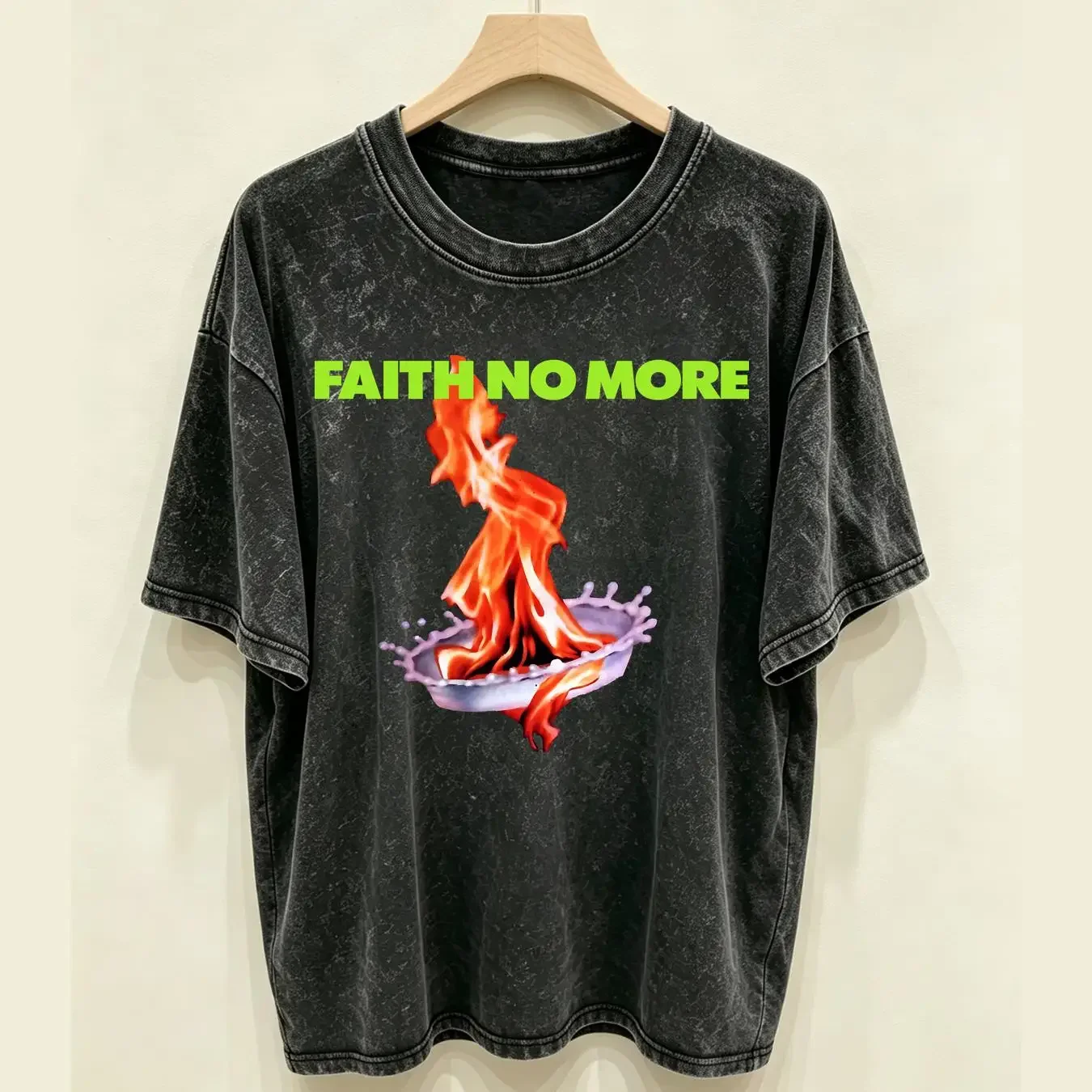 washed T Shirt The Real Thing Rock Band Faith No More Mike Bordin Billy Gould Vintage vintage Washed streetwear Breathable