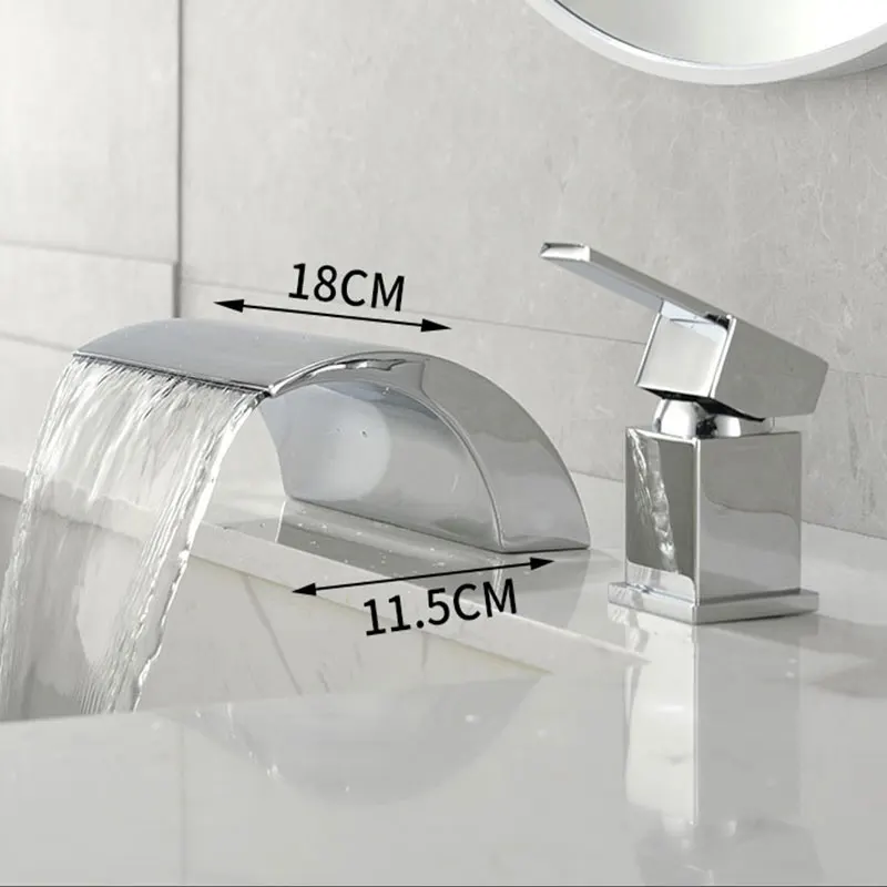 

Bathroom waterfall bathtub faucet two-hole cold and hot water Single handle control Sink faucet shower