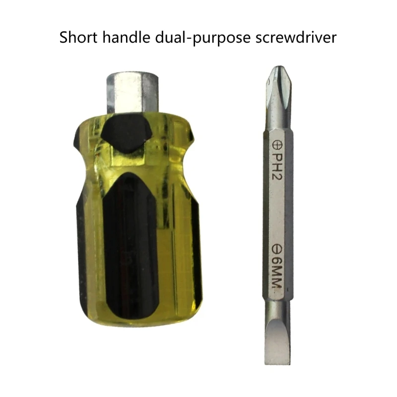 Short Handle Screwdriver Cross-Head 2-in-1 Interchangeable Screwdrivers Repair Hand Tools Replacement
