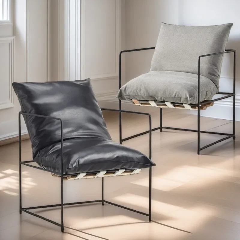 for Nordic Simple Lazy Sofa Fabric Wrought Iron Single Recliner Lunch Break Light Luxury Reading Leisure Chair Bedroom Office