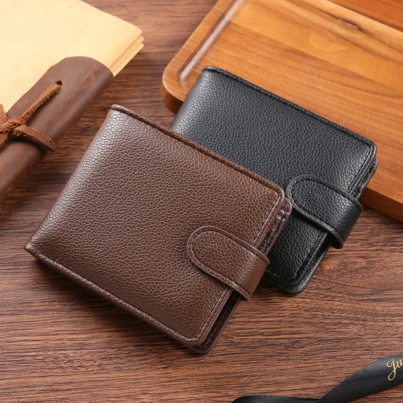 Men's Classic PU Leather Bifold Wallet With Coin Pocket & Clear ID Window, Multi-Card Slot Short Purse, Minimalist Business