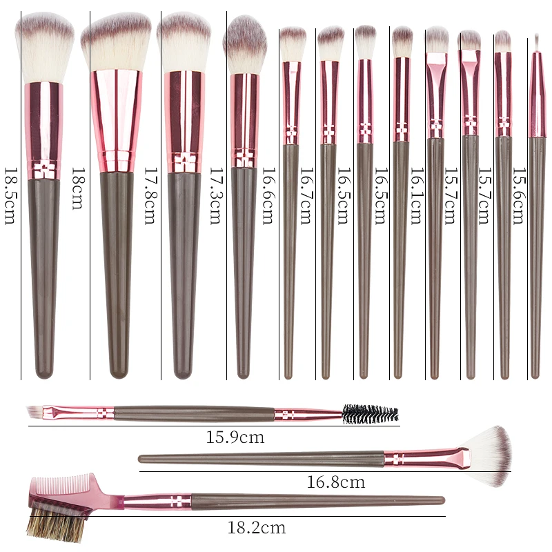 15pcs Grey Korean Makeup Brush Set Cosmetic Powder Eyeshadow Foundation Blusher Blending Make Up Brushes Beauty Tool Accessories