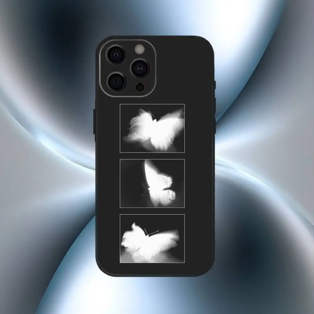 Coque de téléphone élégante à motif de chat, étui noir souple pour iPhone17,16,15,14,13,12,11 Plus,Pro Max