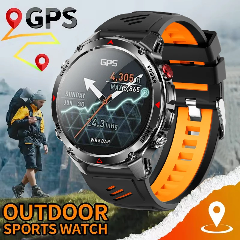 2025New GPS Sports Smart Watch Men Compass Altimeter Watches Call Reminder Heart Rate Fitness 3ATM Waterproof Outdoor Smartwatch
