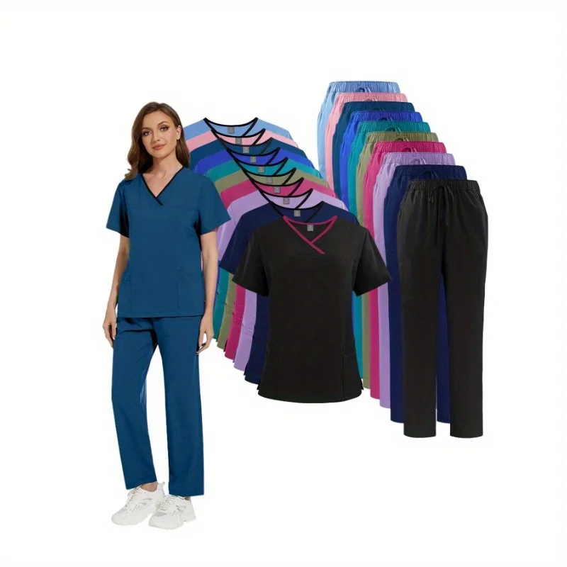 

Top and Pants Sets Spa Suit 2 PiecesUniforms Woman Scrub Set Beauty Salon Workwear Scrubs