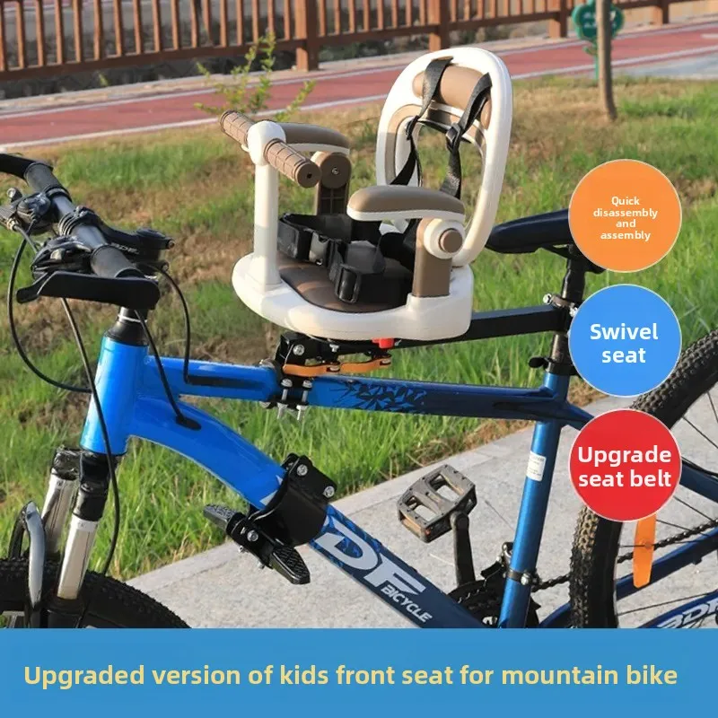 Fold‑On Front Mount Child Safety Bike Seat, Curved Beam Bicycle Baby Seat For Mountain & Road Bike