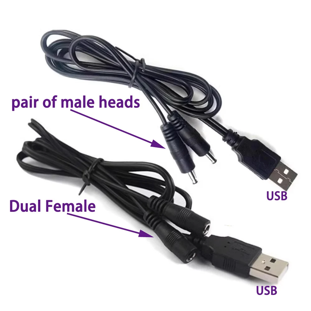 Akcesoria do wkładek elektrotermicznych Kabel USB jednoczęściowy-dwuczęściowy Kabel USB do DC męski/żeński z podwójną głowicą Kabel USB z podwójną głowicą do ładowania Przewód zasilający