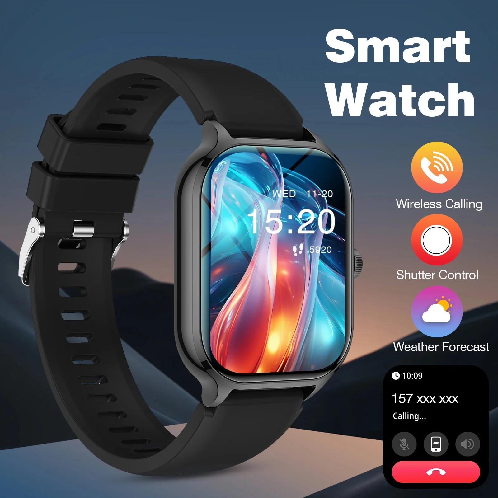 

Brand New Smart Watch, Bluetooth Calling, Message Reminder, Remote Photography, Suitable For Iphone And Android Phones