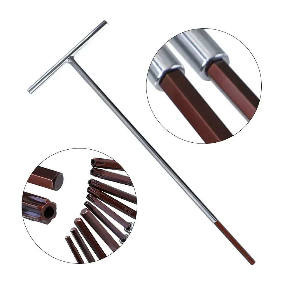 Llave hexagonal en forma de T, destornillador Torx, llave interior, H3, H4, H5, H6, T20, T25, T27, T30, T35, T40, herramientas de reparación manual,