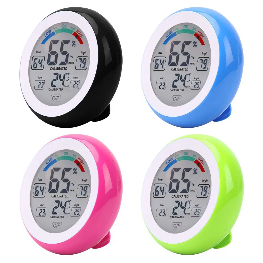 

°C/°F Digital Thermometer Hygrometer Temperature Humidity Meter Max Min Value Touch Screen Display Temperature Humidity Meter